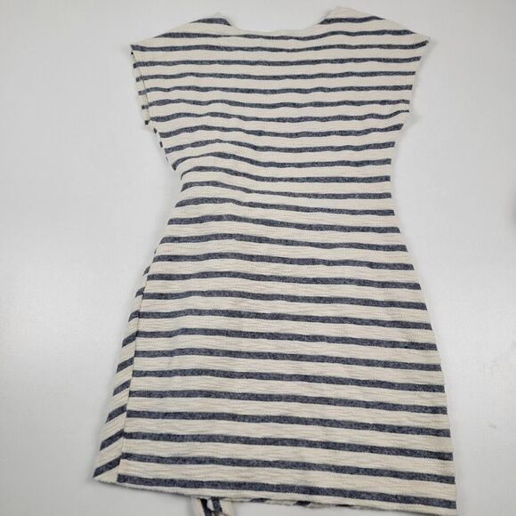 Saturday Sunday ANTHROPOLOGIE Striped Yael Side Tie Short Dress Black Beige XSP - Picture 9 of 11